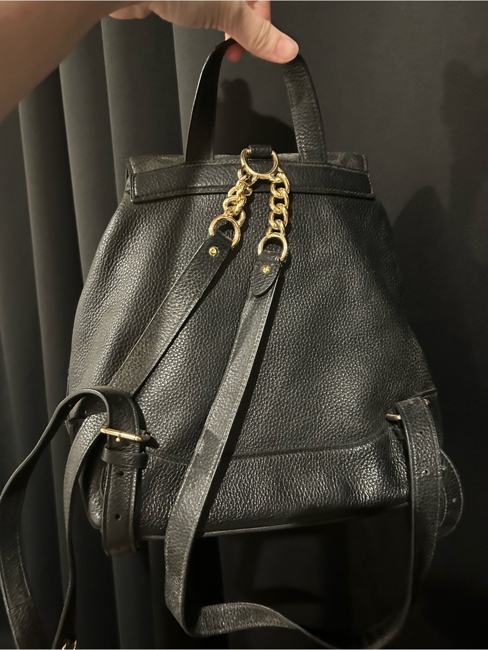 Coach Black Pebbled Leather Grommet Drawstring Backpack - Picture 3 of 11